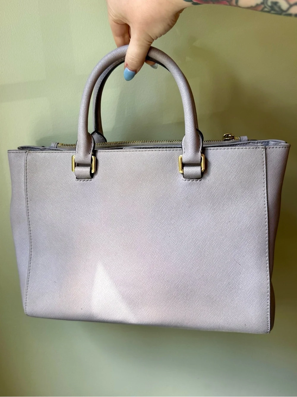 Michael Kors Kellen Medium Lavender Saffiano Leather Satchel